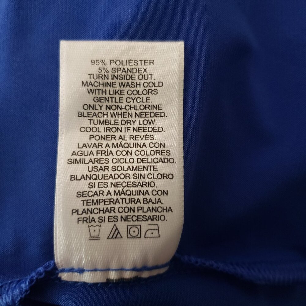 NWT Ellen Tracy Company Top L Zip Front Roll Tab Cuffs Blue - Picture 9 of 10